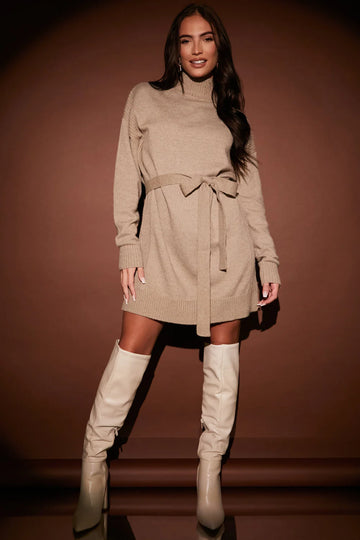 Belted Knitted Mini Dress